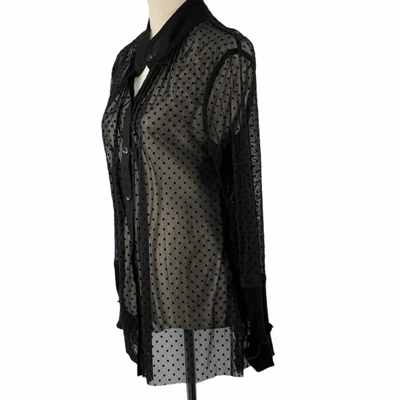 Sandra Soulos sheer black spot blouse. Size 12. - Picture 2 of 8